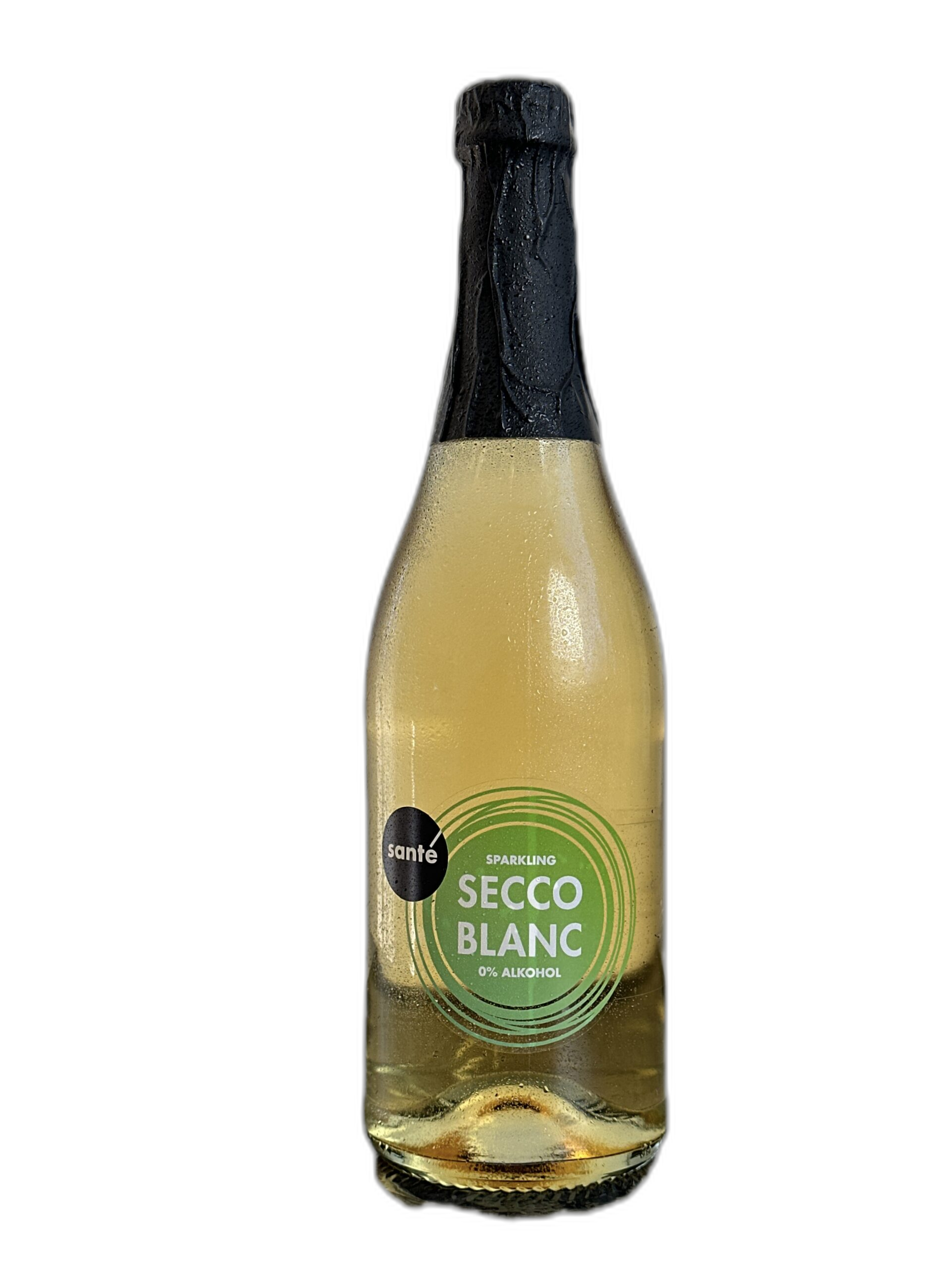 Flasche Sante Secco Blanc, freigestellt auf weißem Hintergrund