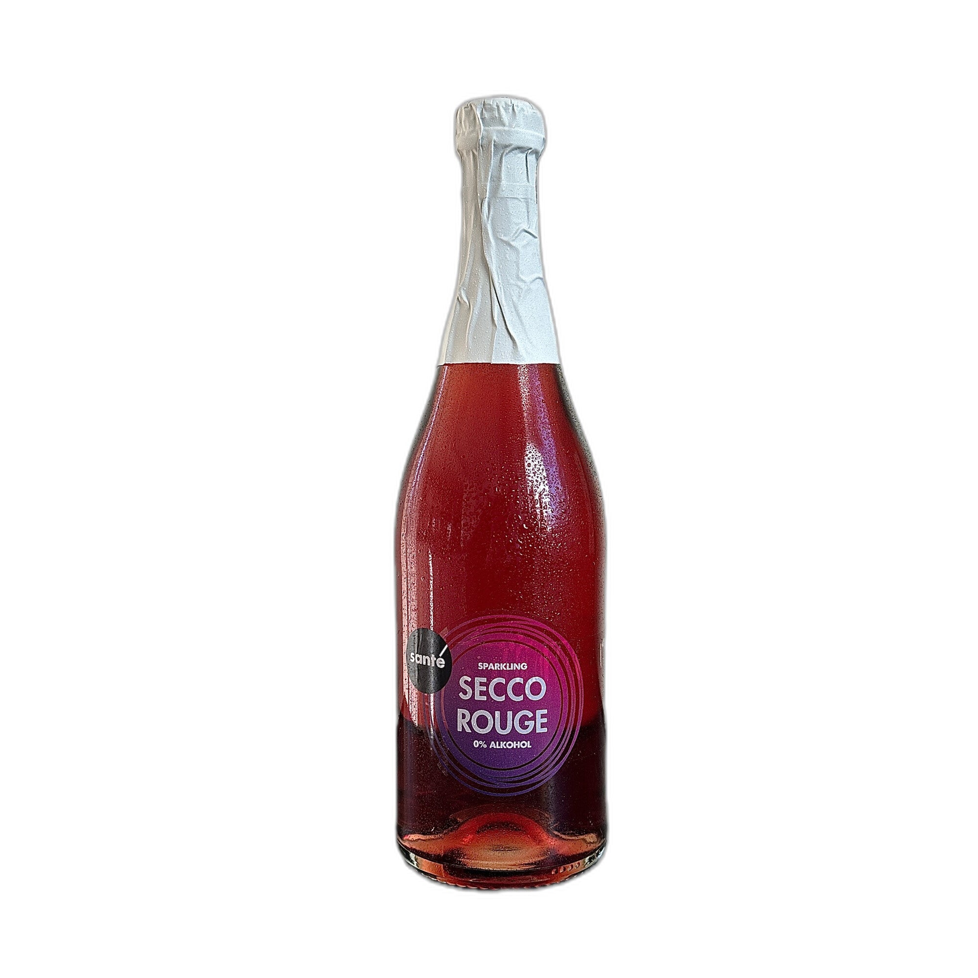 Flasche Santé Rouge — roter Traubensecco aus Eigenanbau